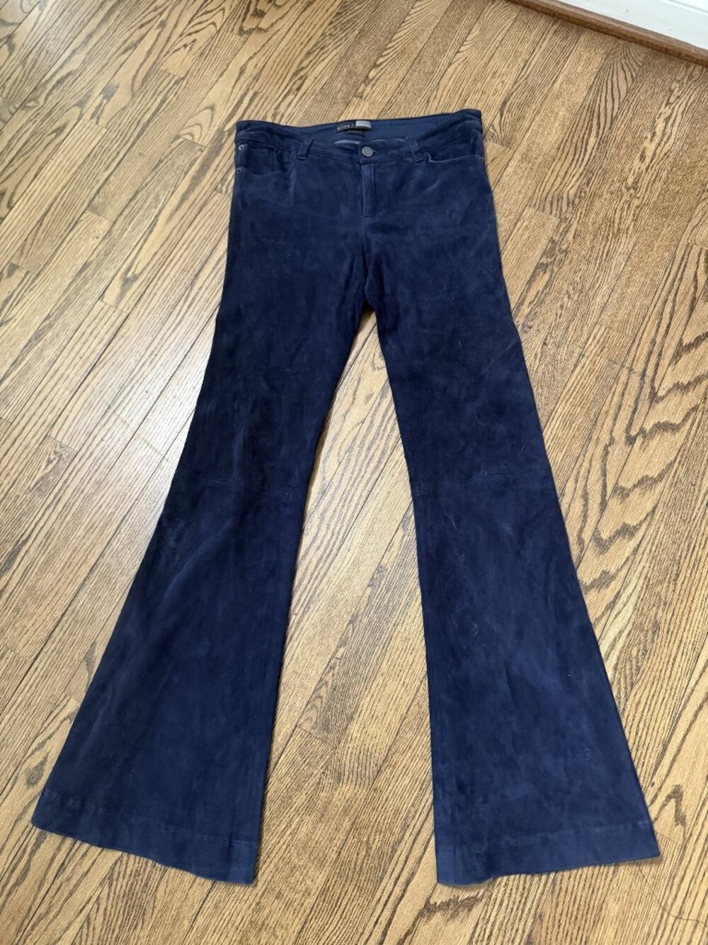 Alice + Olivia Navy Suede Bell-Bottom Pants Size 6